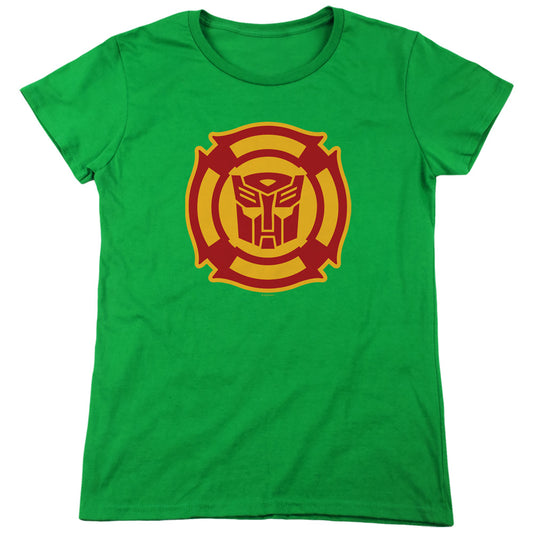 Transformers Rescue Bots Logo Womens T Shirt Kelly Green