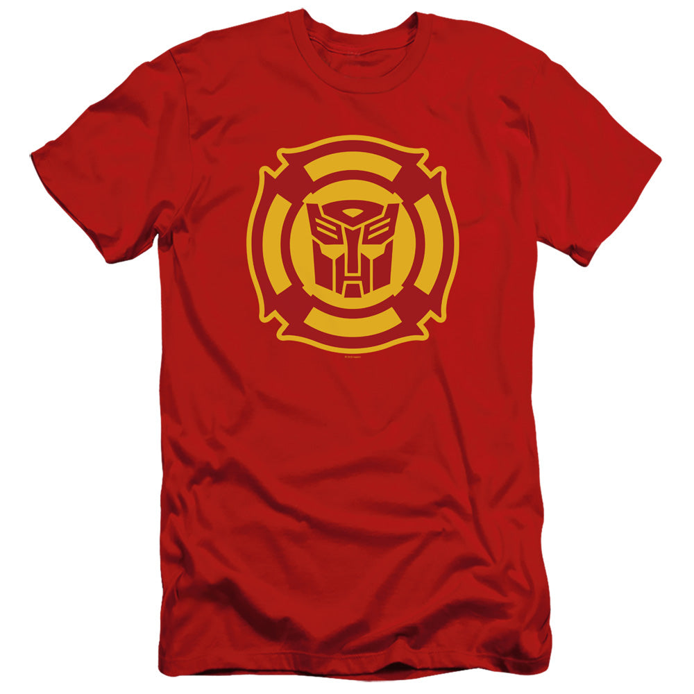 Transformers Rescue Bots Logo Slim Fit Mens T Shirt Red