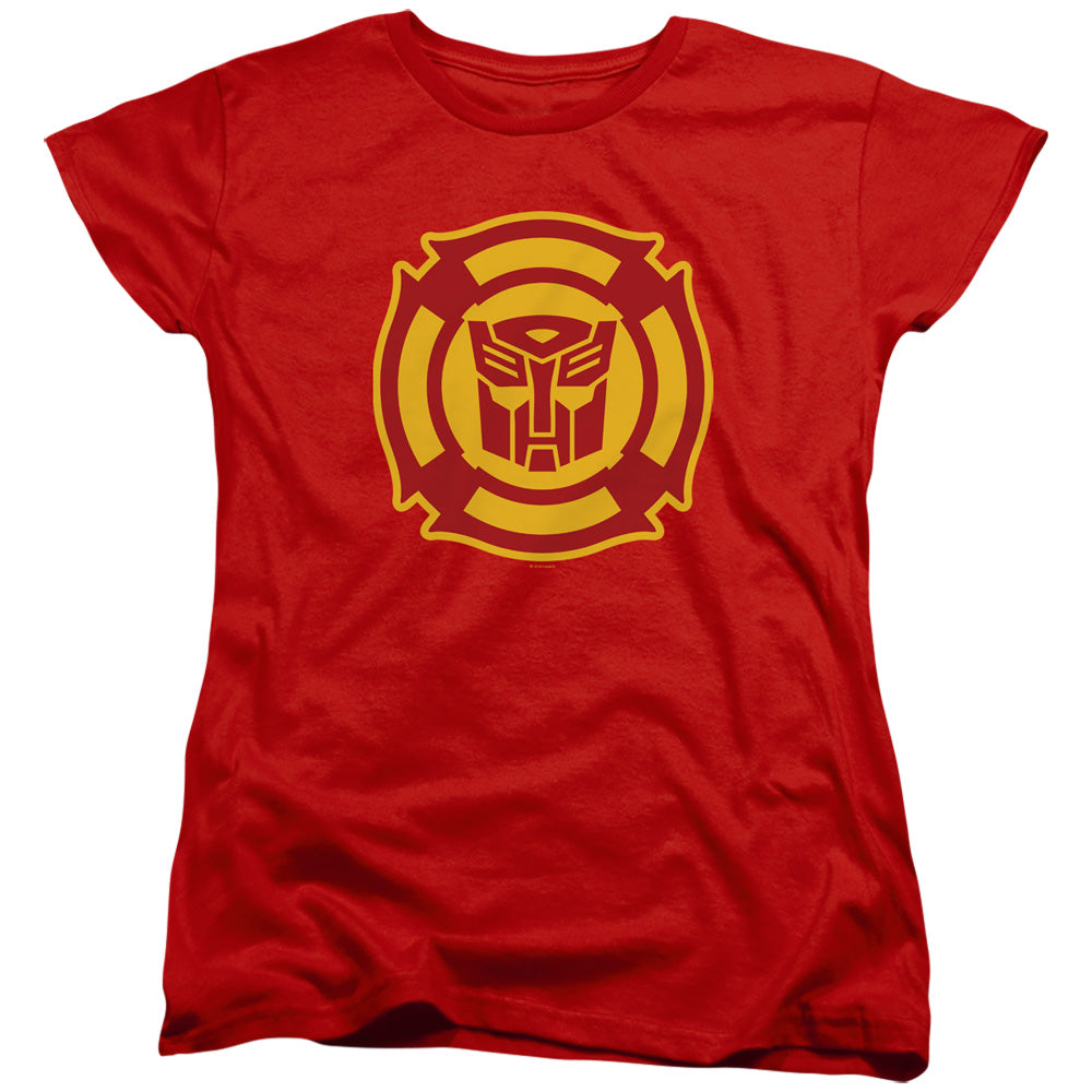 Transformers Rescue Bots Logo Womens T Shirt Red