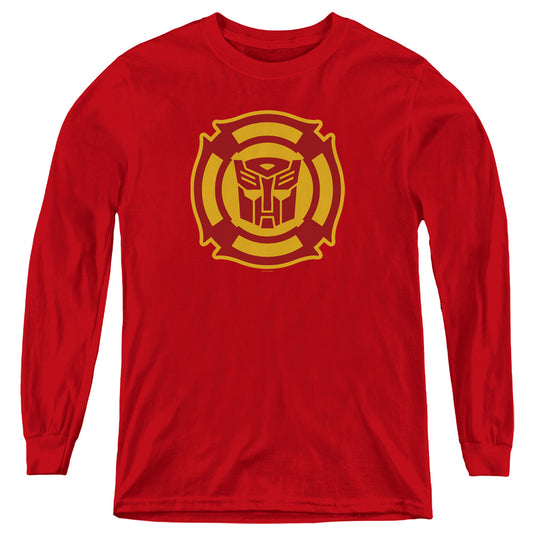 Transformers Rescue Bots Logo Long Sleeve Kids Youth T Shirt Red