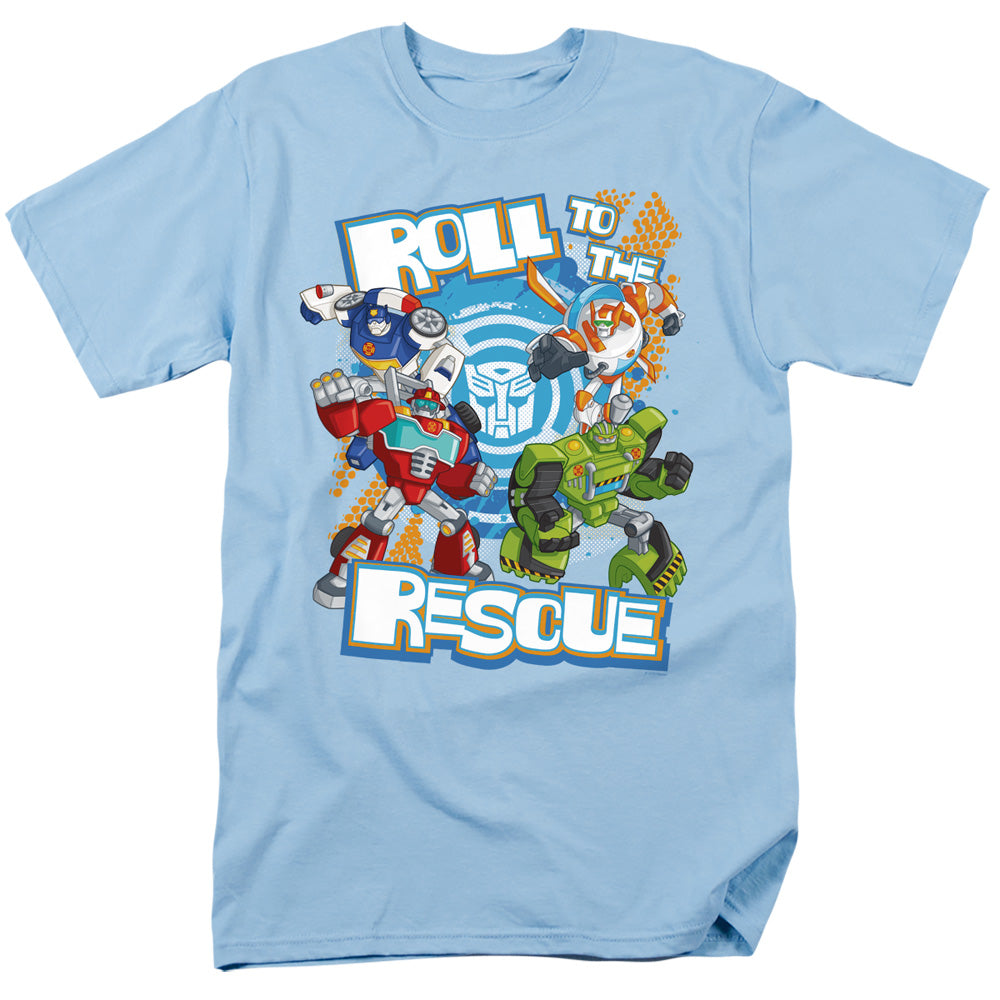 Transformers Roll to the Rescue Mens T Shirt Light Blue