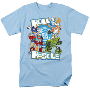 Transformers Roll To The Rescue Mens T Shirt Light Blue