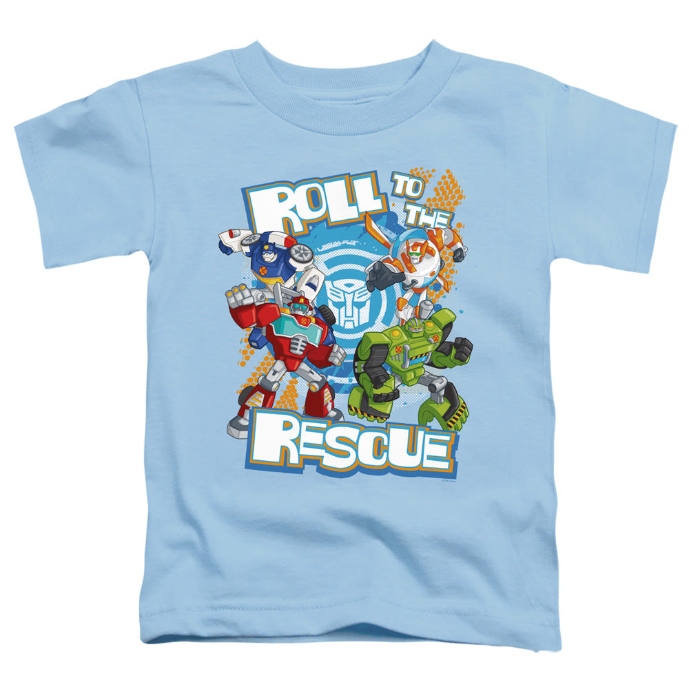 Transformers Roll to the Rescue Toddler Kids Youth T Shirt Light Blue