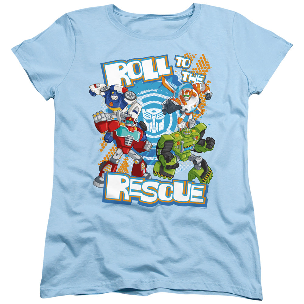 Transformers Roll to the Rescue Womens T Shirt Light Blue