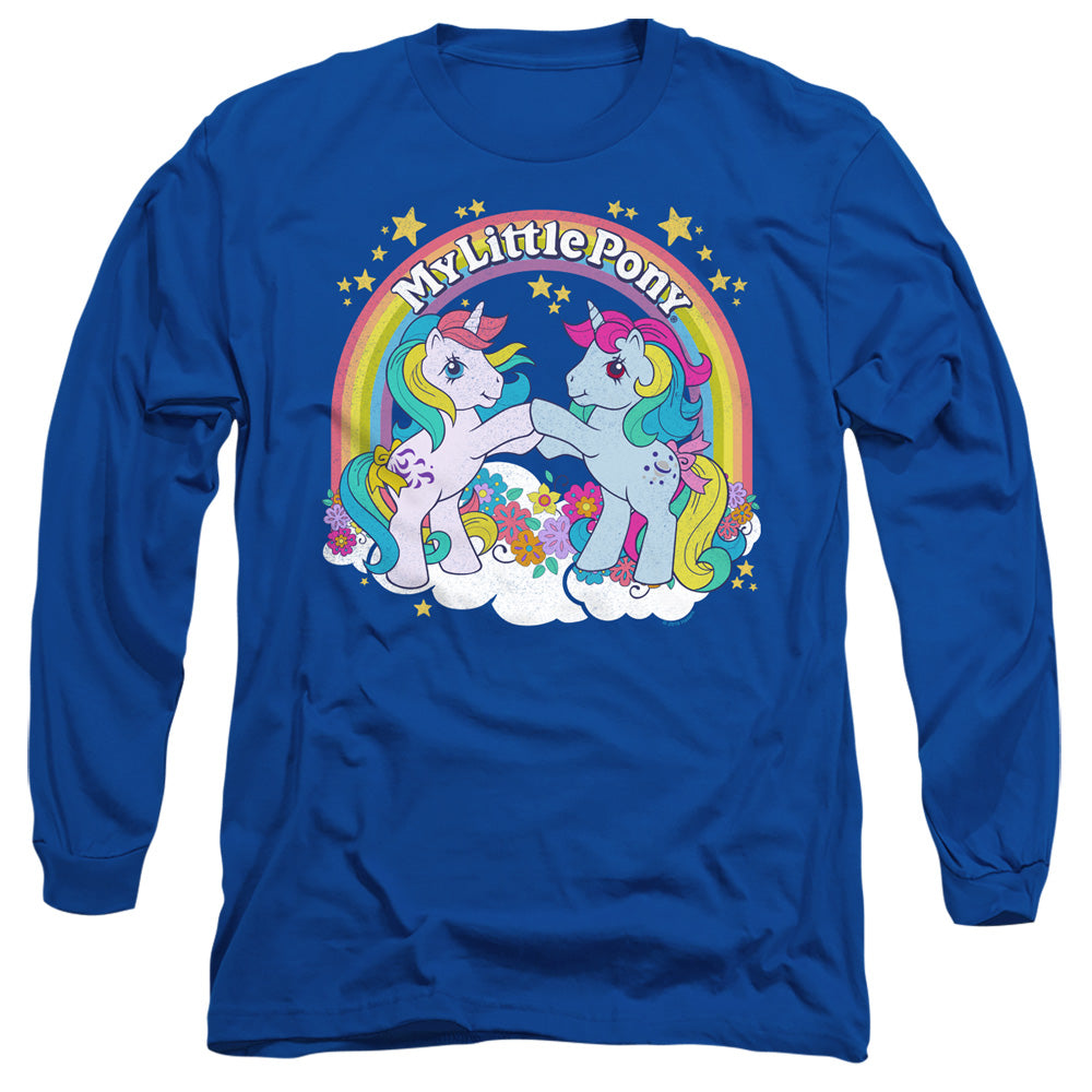 My Little Pony Retro Unicorn Fist Bump Mens Long Sleeve Shirt Royal Blue