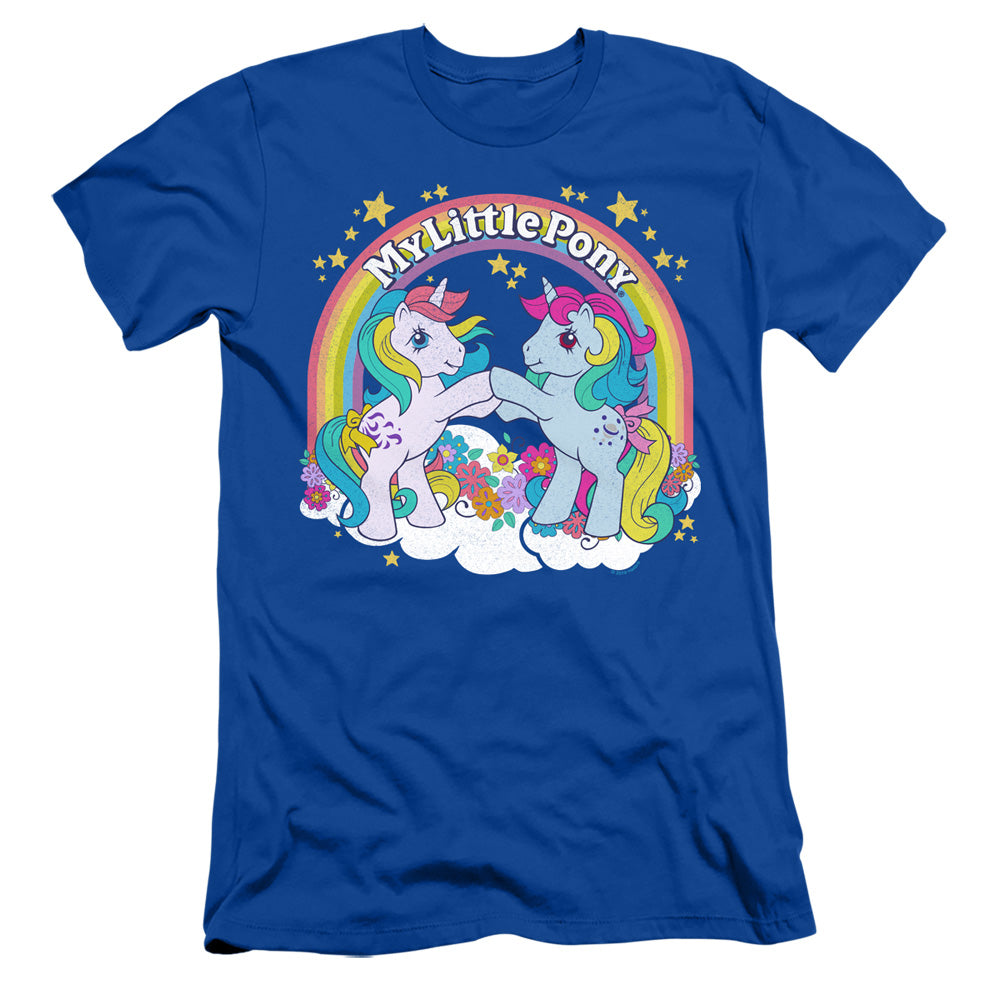 My Little Pony Retro Unicorn Fist Bump Slim Fit Mens T Shirt Royal Blue