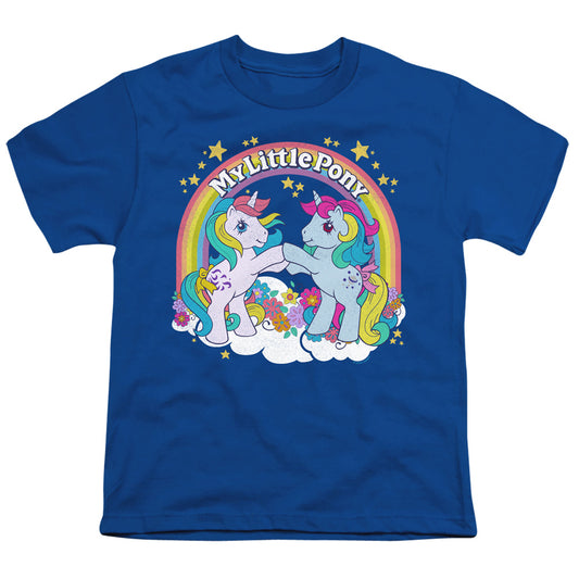 My Little Pony Retro Unicorn Fist Bump Kids Youth T Shirt Royal Blue