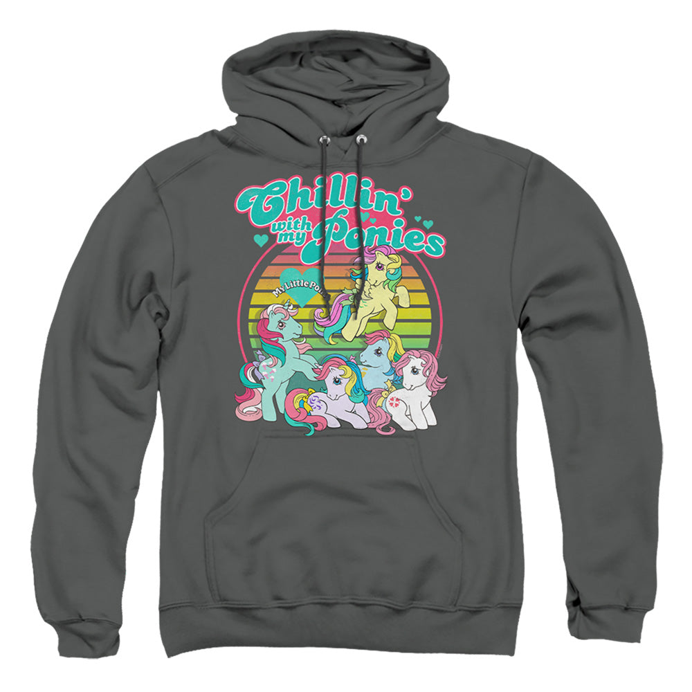 My Little Pony Retro Chillin With My Ponies Mens Hoodie Charcoal