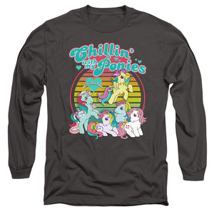 My Little Pony Retro Chillin With My Ponies Mens Long Sleeve Shirt Charcoal