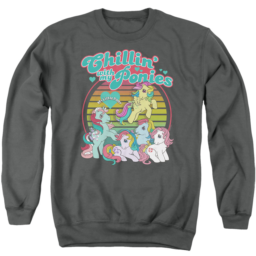 My Little Pony Retro Chillin With My Ponies Mens Crewneck Sweatshirt Charcoal