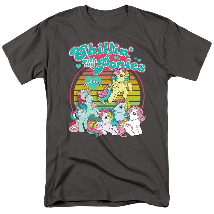 My Little Pony Retro Chillin With My Ponies Mens T Shirt Charcoal