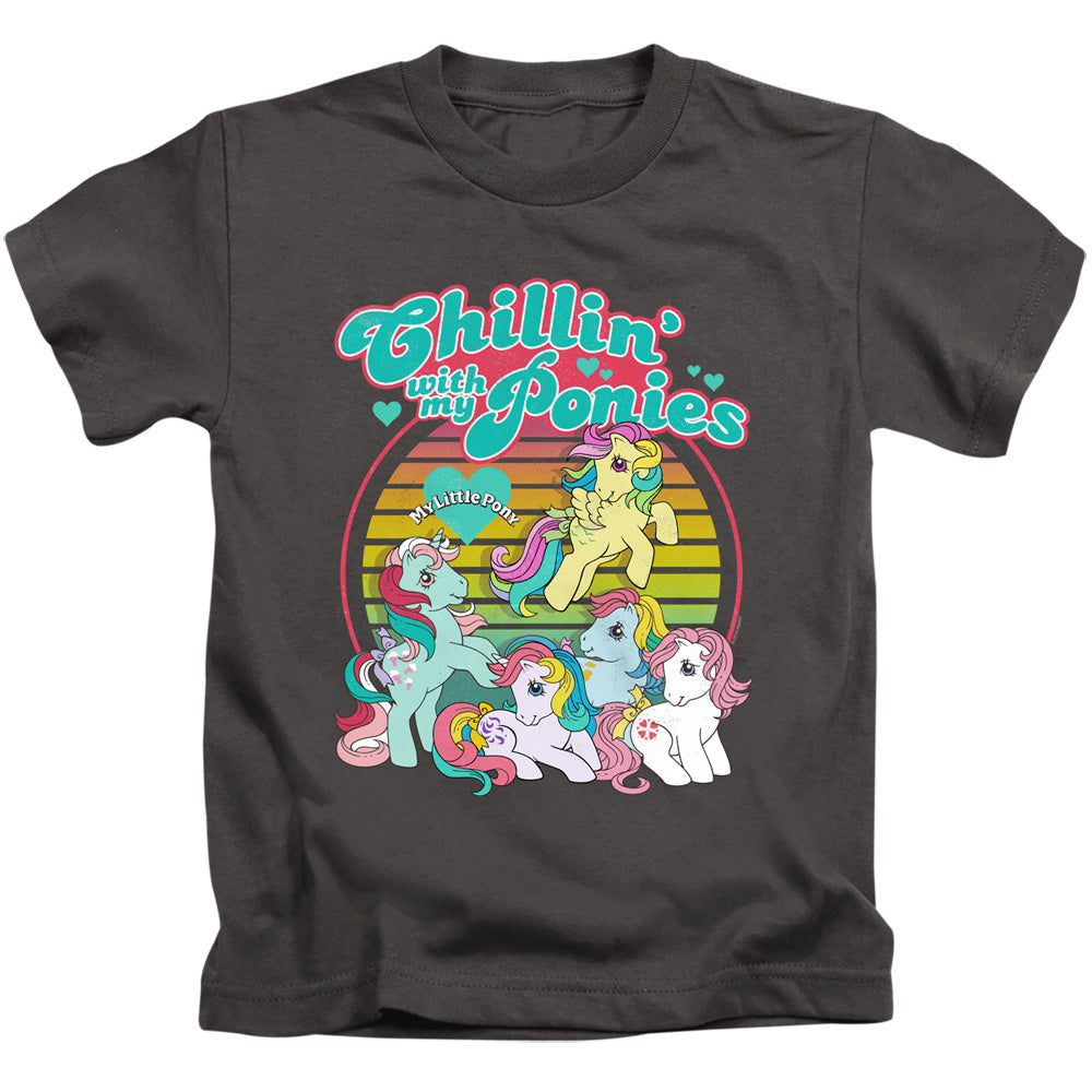 My Little Pony Retro Chillin With My Ponies Juvenile Kids Youth T Shirt Charcoal