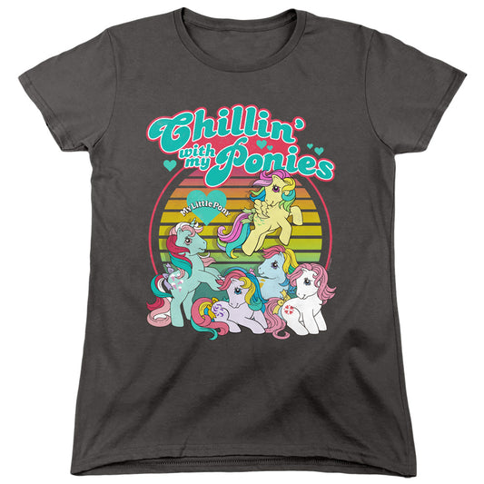 My Little Pony Retro Chillin With My Ponies Womens T Shirt Charcoal