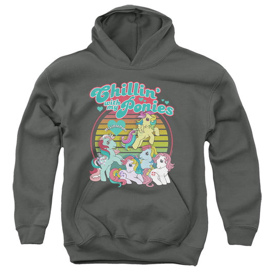 My Little Pony Retro Chillin With My Ponies Kids Youth Hoodie Charcoal