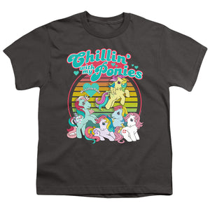My Little Pony Retro Chillin With My Ponies Kids Youth T Shirt Charcoal