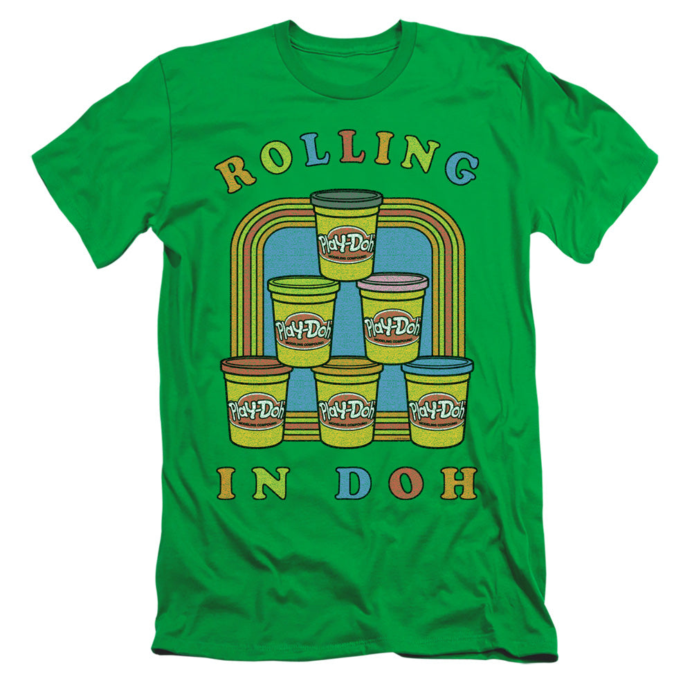 Play Doh Rolling in Doh Slim Fit Mens T Shirt Kelly Green