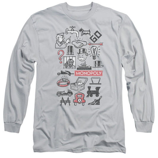 Monopoly Monopoly Icons Mens Long Sleeve Shirt Silver