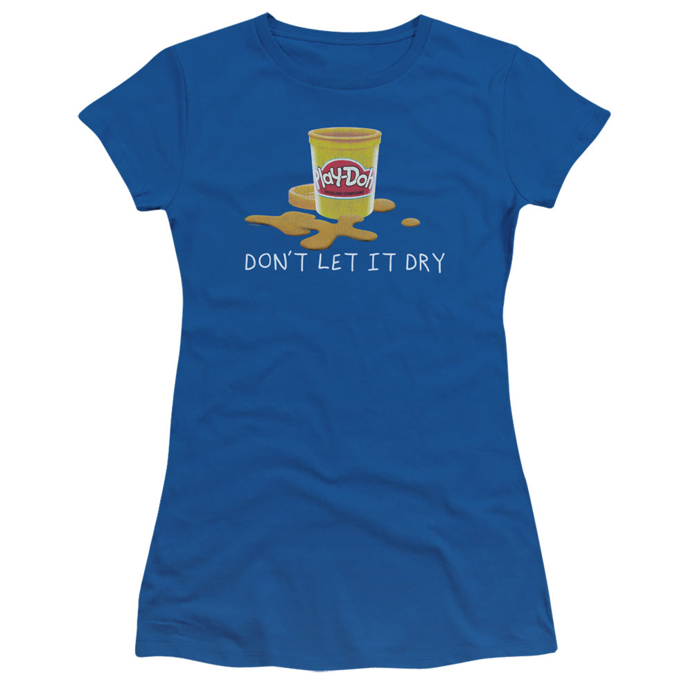 Play Doh Dry Out Junior Sheer Cap Sleeve Womens T Shirt Royal Blue