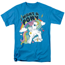 Load image into Gallery viewer, My Little Pony Retro I Want A Pony Mens T Shirt Turquoise