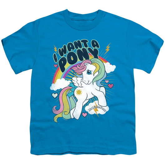 My Little Pony Retro I Want a Pony Kids Youth T Shirt Turquoise