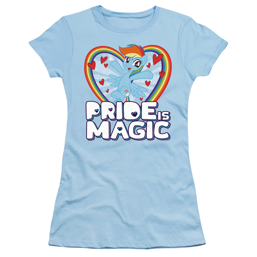 My Little Pony Tv Pride is Magic Junior Sheer Cap Sleeve Womens T Shirt Light Blue