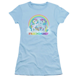 My Little Pony Retro Friendship Junior Sheer Cap Sleeve Womens T Shirt Light Blue