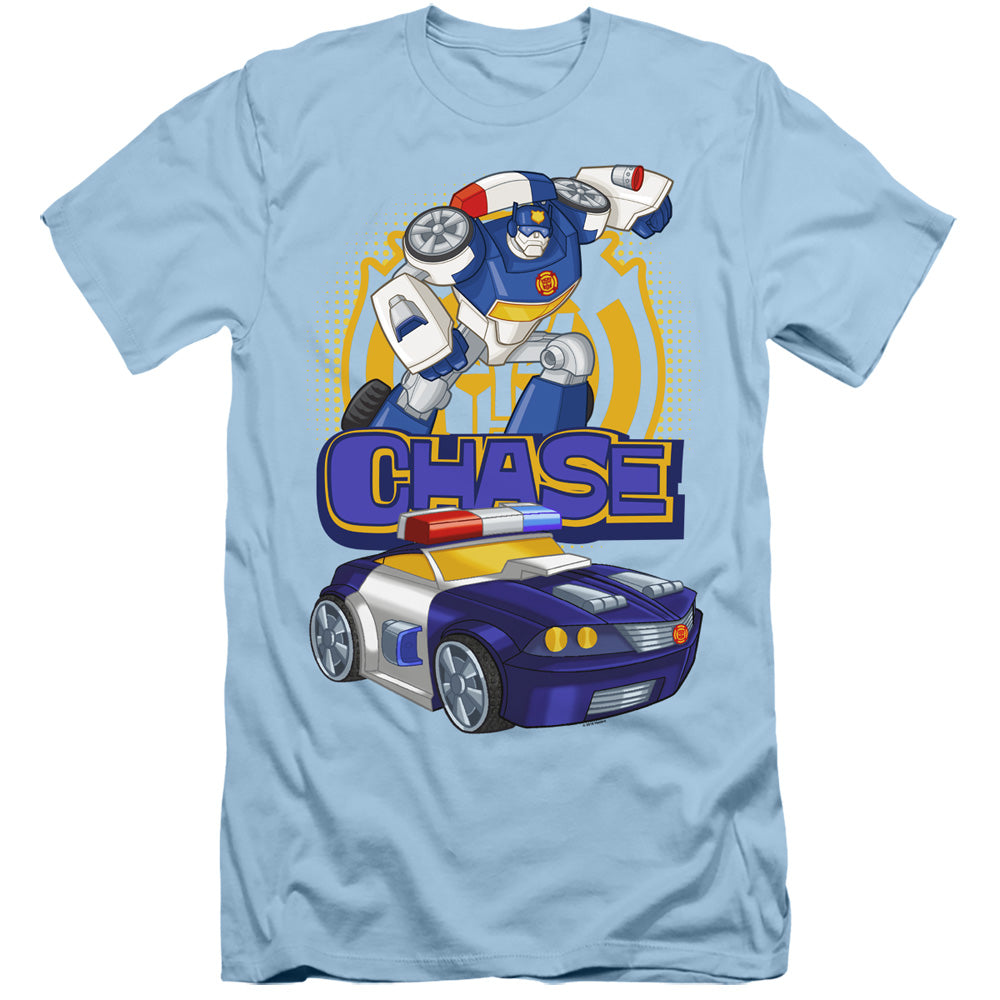 Transformers Chase Slim Fit Mens T Shirt Light Blue