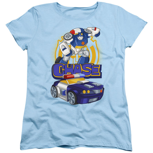 Transformers Chase Womens T Shirt Light Blue