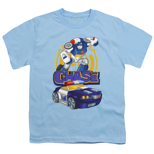 Transformers Chase Kids Youth T Shirt Light Blue