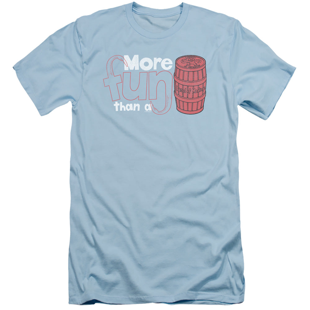 Barrel of Monkeys More Fun Slim Fit Mens T Shirt Light Blue