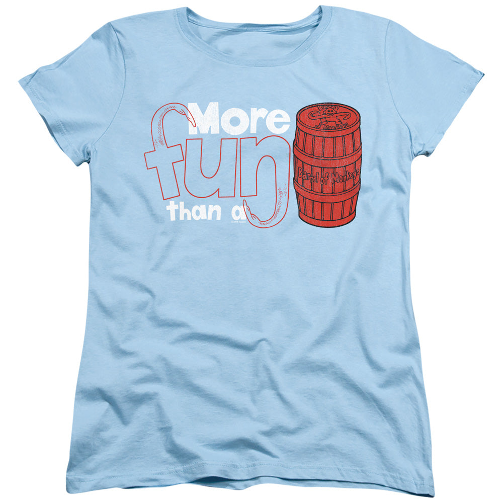 Barrel of Monkeys More Fun Womens T Shirt Light Blue