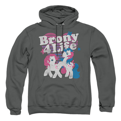 My Little Pony Retro Brony 4 Life Mens Hoodie Charcoal