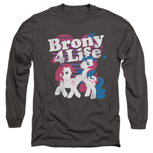 My Little Pony Retro Brony 4 Life Mens Long Sleeve Shirt Charcoal