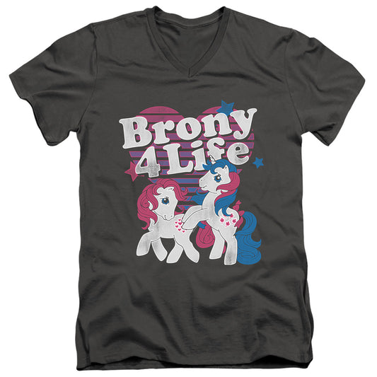 My Little Pony Retro Brony 4 Life Mens Slim Fit V-Neck T Shirt Charcoal