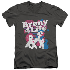 My Little Pony Retro Brony 4 Life Mens Slim Fit V-Neck T Shirt Charcoal