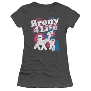 My Little Pony Retro Brony 4 Life Junior Sheer Cap Sleeve Womens T Shirt Charcoal