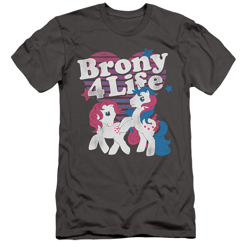 My Little Pony Retro Brony 4 Life Slim Fit Mens T Shirt Charcoal