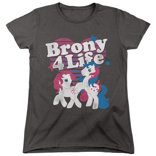 My Little Pony Retro Brony 4 Life Womens T Shirt Charcoal