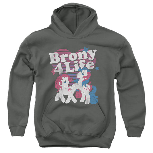 My Little Pony Retro Brony 4 Life Kids Youth Hoodie Charcoal