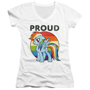 My Little Pony Tv Proud Junior Sheer Cap Sleeve V-Neck Womens T Shirt White