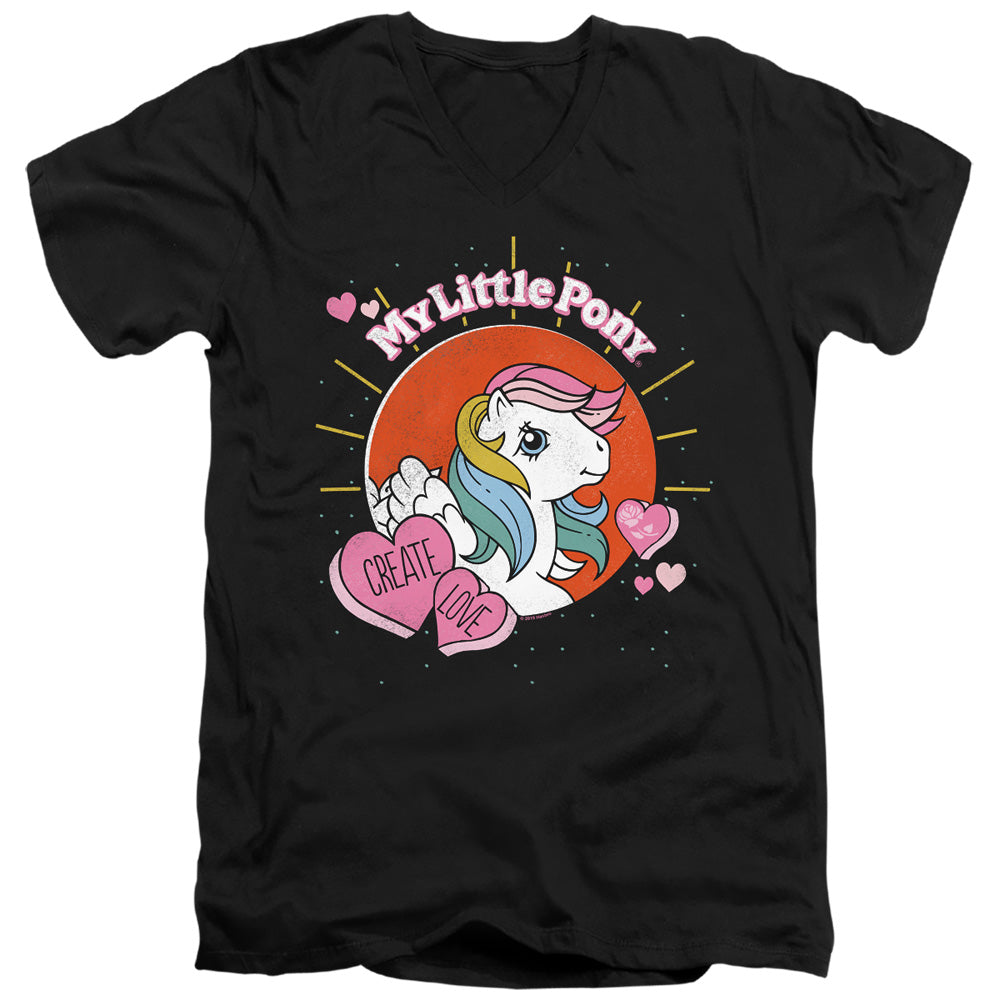 My Little Pony Retro Create Love Mens Slim Fit V-Neck T Shirt Black