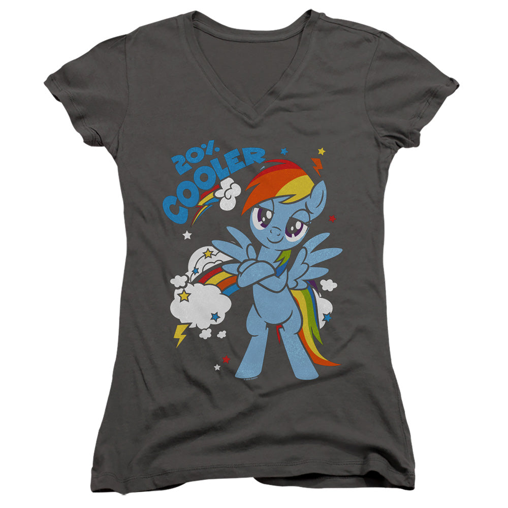 My Little Pony Tv 20 Percent Cooler Junior Sheer Cap Sleeve V-Neck Womens T Shirt Charcoal