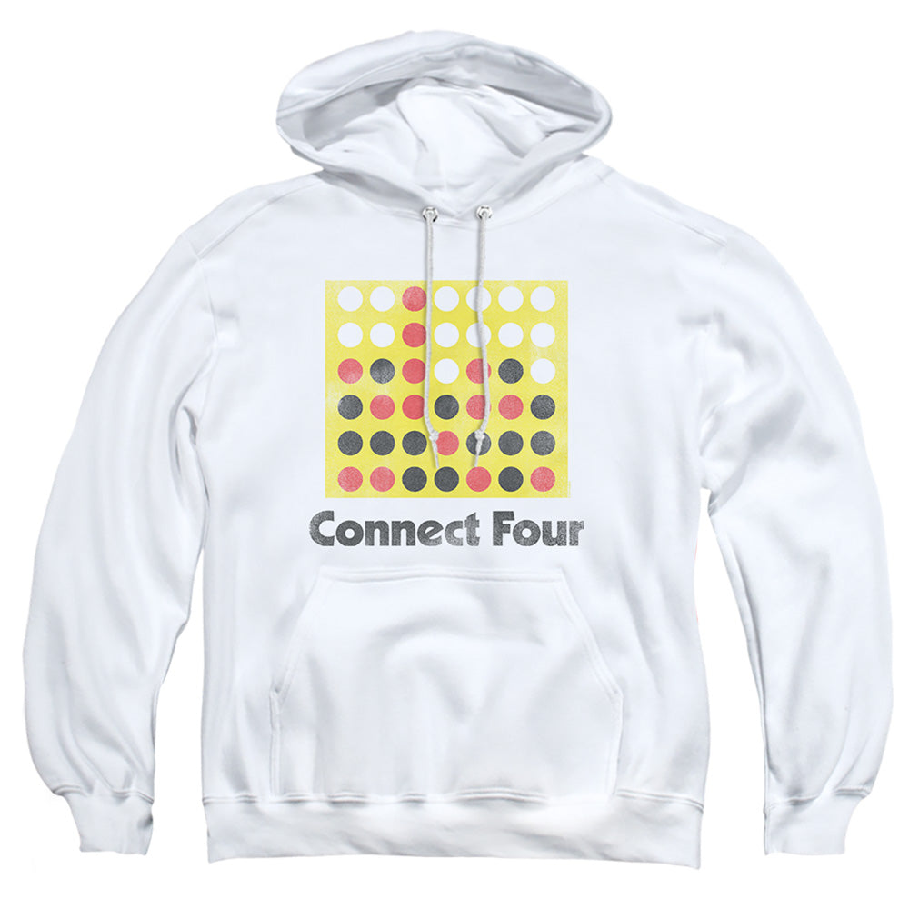 Connect Four Classic Logo Distressed Mens Hoodie White