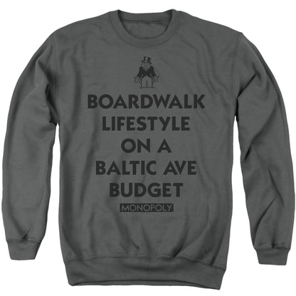 Monopoly Lifestyle Vs Budget Mens Crewneck Sweatshirt Charcoal