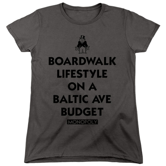 Monopoly Lifestyle Vs Budget Womens T Shirt Charcoal