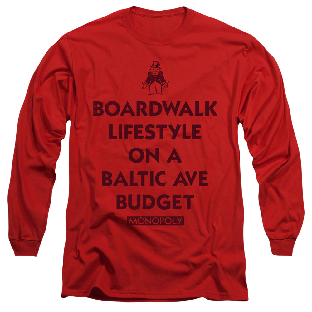 Monopoly Lifestyle Vs Budget Mens Long Sleeve Shirt Red