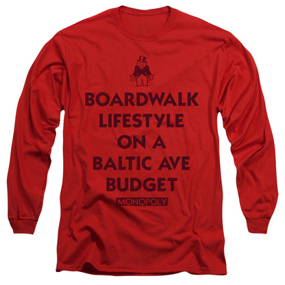 Monopoly Lifestyle Vs Budget Mens Long Sleeve Shirt Red