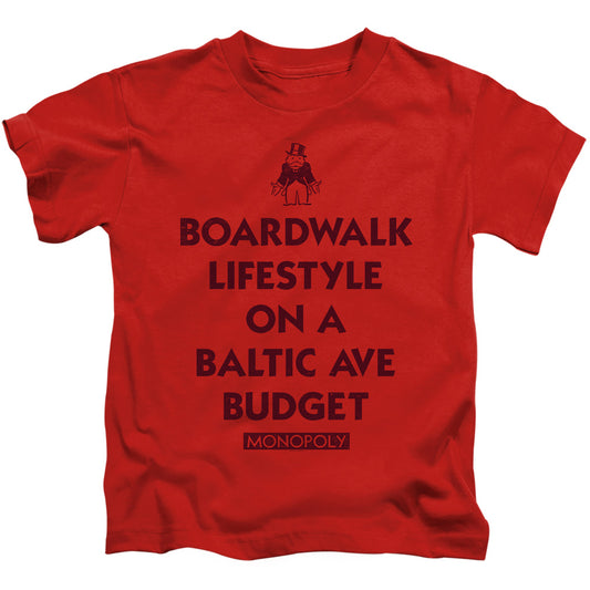 Monopoly Lifestyle Vs Budget Juvenile Kids Youth T Shirt Red