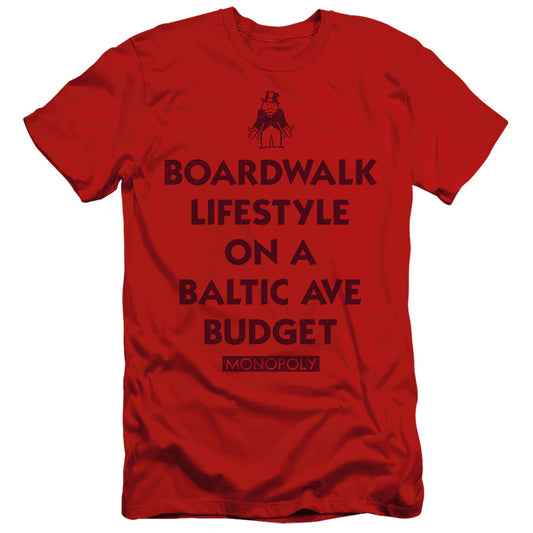 Monopoly Lifestyle Vs Budget Slim Fit Mens T Shirt Red