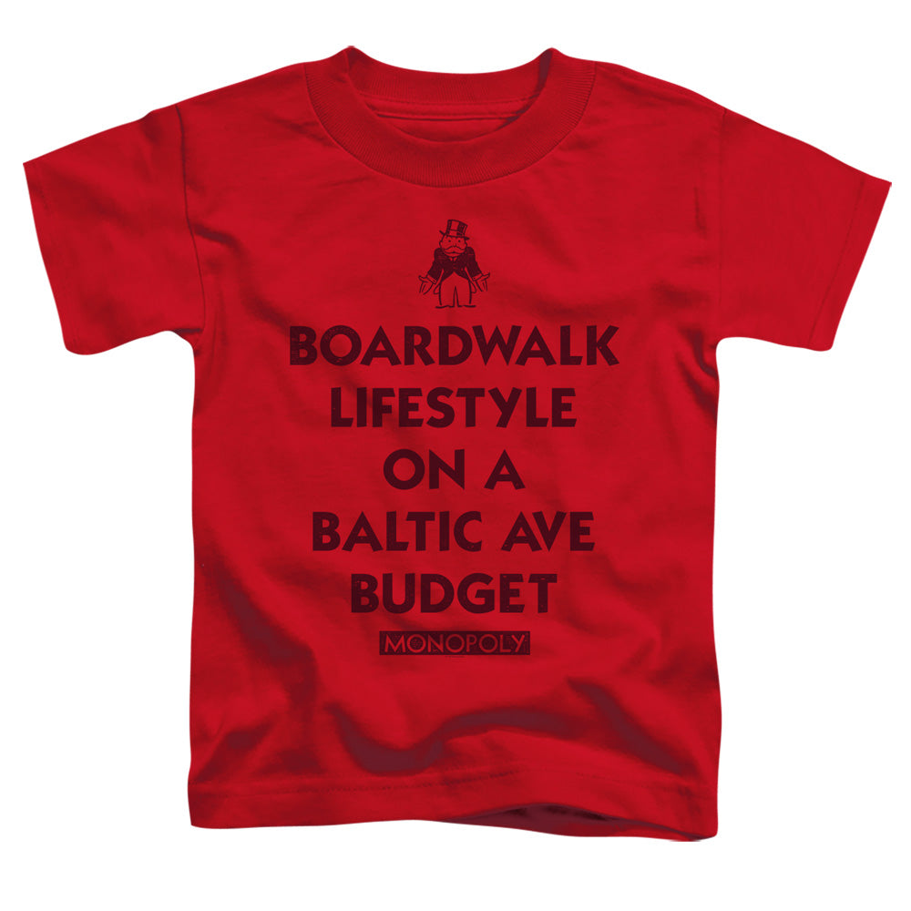 Monopoly Lifestyle Vs Budget Toddler Kids Youth T Shirt Red